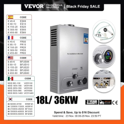Aquecedor de água sem tanque VEVOR: gás GLP instantâneo de 36 kW para casa e acampamento