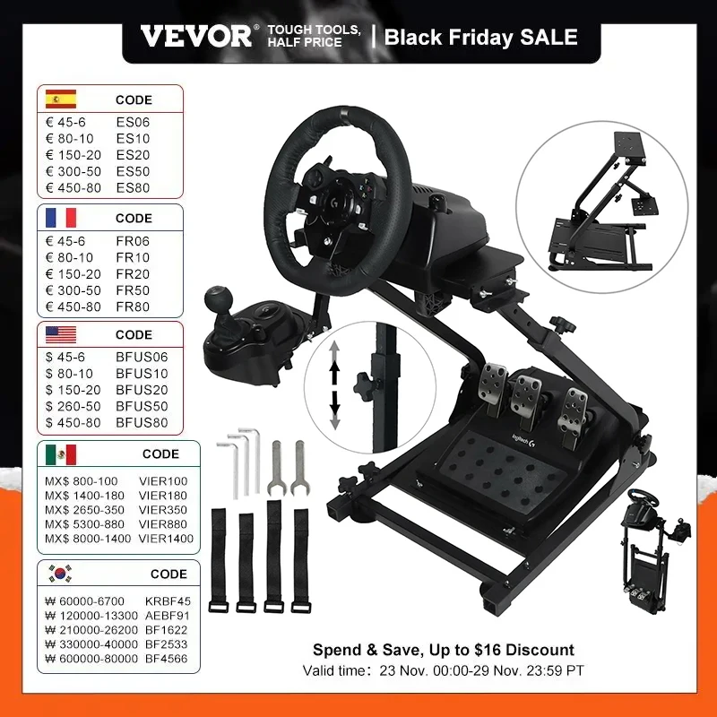 Race Sim Wheel Stand för G25, G27, G29 & T500RS