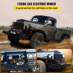 VEVOR 13500 LBS Electric Winch - Synthetic Rope, Remote Control