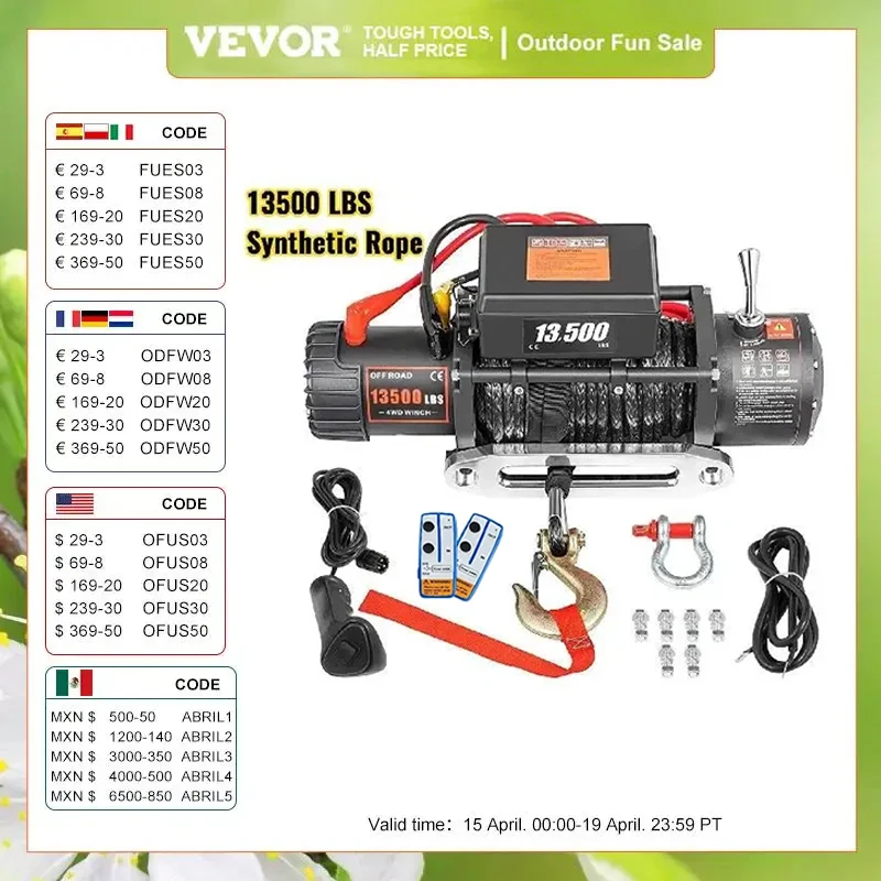 VEVOR 13500 LBS Electric Winch: Heavy Duty Recovery & Towing