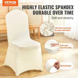 VEVOR Chair Covers: 50 Pack Ivory Stretch Spandex | VEVOR
