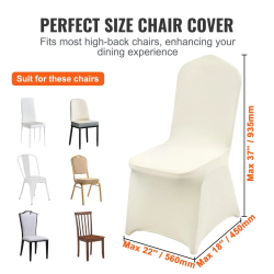 VEVOR Chair Covers: 50 Pack Ivory Stretch Spandex | VEVOR