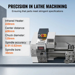 Mini Lathe Machine: Powerful 1200W Brushed Motor for Precision Turning