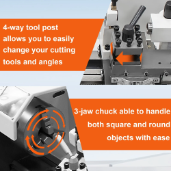 Mini Lathe Machine: Powerful 1200W Brushed Motor for Precision Turning