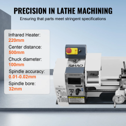 Mini Torno para Metal - Potente 1500W para Peças de Precisão
