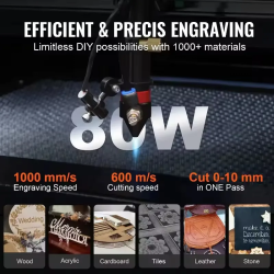 VEVOR 80W CO2 laserkaiverruskone tarkkaan leikkaukseen ja kaiverrukseen