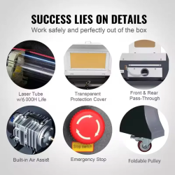 VEVOR 80W CO2 laserkaiverruskone tarkkaan leikkaukseen ja kaiverrukseen