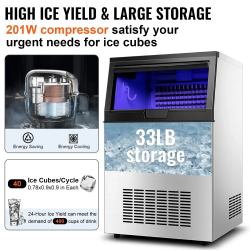 VEVOR Commercial Ice Maker: 60KG/Day Production