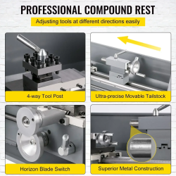 Mini soustruh VEVOR Metal - Přesné obrábění a nekonečné rychlosti