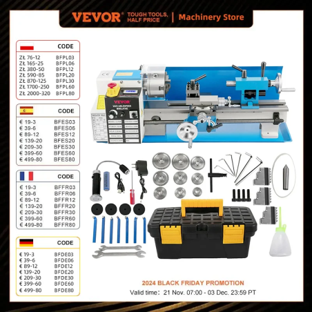 VEVOR Mini Metal Lathe Machine: Precision Turning & Drilling